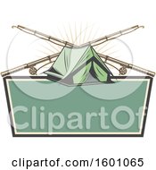 Poster, Art Print Of Tent And Crossed Fishing Poles Over A Frame