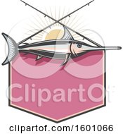 Clipart Of A Marlin And Fishing Poles Over A Frame Royalty Free Vector Illustration by Vector Tradition SM
