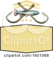 Clipart Of A Fish And Crossed Hooks Over A Frame Royalty Free Vector Illustration