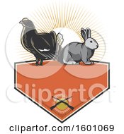 Clipart Of A Grouse And Rabbit Over A Hunting Frame Royalty Free Vector Illustration