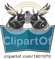 Clipart Of Binoculars And Antlers Over A Frame Royalty Free Vector Illustration by Vector Tradition SM