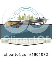 Clipart Of A Hunting Cross Bow And Mountains Over A Frame Royalty Free Vector Illustration by Vector Tradition SM