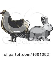 Clipart Of A Grouse And Rabbit Royalty Free Vector Illustration