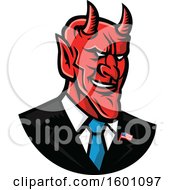 Clipart Of A Devil Politician Or Business Man Wearing An American Flag Pin Royalty Free Vector Illustration
