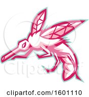 Poster, Art Print Of Pink Mosquito With A Blue Outline