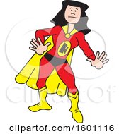 Poster, Art Print Of Cartoon White Female Super Hero With A Letter H On Her Suit