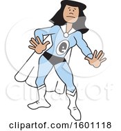 Poster, Art Print Of Cartoon Black Captain Environment Female Super Hero With A Letter E On Her Suit
