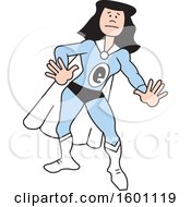 Poster, Art Print Of Cartoon White Captain Environment Female Super Hero With A Letter E On Her Suit