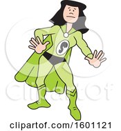 Poster, Art Print Of Cartoon White Captain Safety Female Super Hero With A Letter S On Her Suit