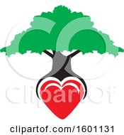 Clipart Of A Family Tree With A Heart As The Roots Royalty Free Vector Illustration