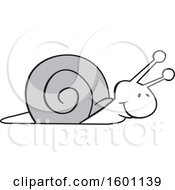 Clipart Of A Cartoon Grayscale Snail Royalty Free Vector Illustration