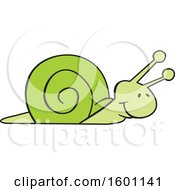 Clipart Of A Cartoon Green Snail Royalty Free Vector Illustration by Johnny Sajem