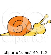 Clipart Of A Cartoon Yellow And Orange Snail Royalty Free Vector Illustration by Johnny Sajem
