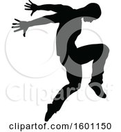 Clipart Of A Silhouetted Male Dancer Royalty Free Vector Illustration