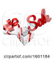 3d Sale Text Springing Out Of A Gift Box