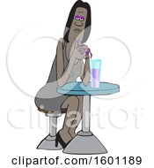 Poster, Art Print Of Cartoon Black Woman Sitting With A Cocktail At A Table