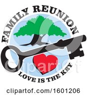 Poster, Art Print Of Heart Skeleton Key And Tree With Family Reunion Love Is The Key Text
