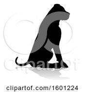 Clipart Of A Silhouetted Dog With A Reflection Or Shadow On A White Background Royalty Free Vector Illustration
