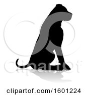 Poster, Art Print Of Silhouetted Dog With A Reflection Or Shadow On A White Background