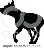Clipart Of A Silhouetted Great Dane Dog Royalty Free Vector Illustration