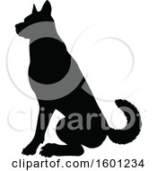 Clipart Of A Silhouetted German Shepherd Dog Royalty Free Vector Illustration