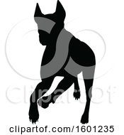 Clipart Of A Silhouetted Great Dane Dog Royalty Free Vector Illustration