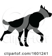 Clipart Of A Silhouetted German Shepherd Dog Royalty Free Vector Illustration