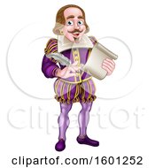 Poster, Art Print Of William Shakespeare Holding A Scroll And Feather Quill
