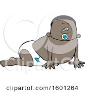 Clipart Of A Cartoon Black Baby Boy Crawling Royalty Free Vector Illustration