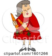 Cartoon Woman Holding Carrots
