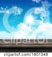 Poster, Art Print Of 3d Wood Table Against A Sunny Blue Sky