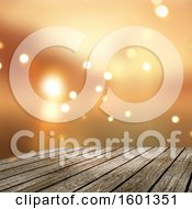 Poster, Art Print Of 3d Wood Surface Against Orange Flares