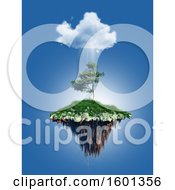 3d Render Of A Floating Tree Island Under A Cloud