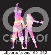 Poster, Art Print Of Geometric Silhouetted Woman And Man Dancing On Black