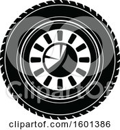 Clipart Of A Black And White Tire Royalty Free Vector Illustration