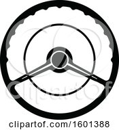 Clipart Of A Black And White Car Steering Wheel Royalty Free Vector Illustration