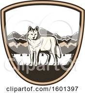 Clipart Of A Hunting Shield Design With A Wolf Royalty Free Vector Illustration