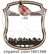 Clipart Of A Hunting Shield Design With A Pheasant Royalty Free Vector Illustration