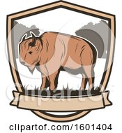 Poster, Art Print Of Hunting Shield Design With A Bison