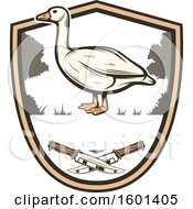 Clipart Of A Hunting Shield Design With A Goose Royalty Free Vector Illustration