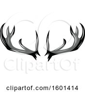 Clipart Of Black And White Antlers Royalty Free Vector Illustration