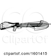 Clipart Of A Black And White Hunting Cross Bow Royalty Free Vector Illustration by Vector Tradition SM