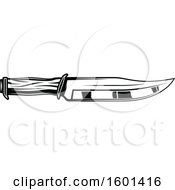 Clipart Of A Black And White Hunting Knife Royalty Free Vector Illustration