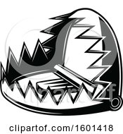 Clipart Of A Black And White Hunting Animal Trap Royalty Free Vector Illustration
