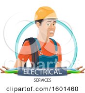 Poster, Art Print Of Male Electrican With Wires And Text