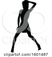 Clipart Of A Silhouetted Female Dancer In Heels Royalty Free Vector Illustration