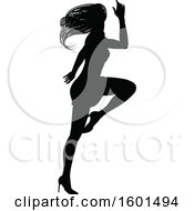 Clipart Of A Silhouetted Female Dancer In Heels Royalty Free Vector Illustration by AtStockIllustration