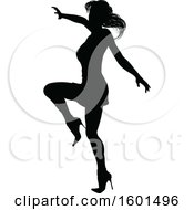 Clipart Of A Silhouetted Female Dancer In Heels Royalty Free Vector Illustration by AtStockIllustration