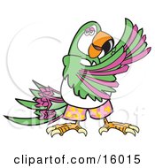 Happy Green And Purple Parrot Dancing