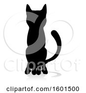 Poster, Art Print Of Silhouetted Cat With A Reflection Or Shadow On A White Background